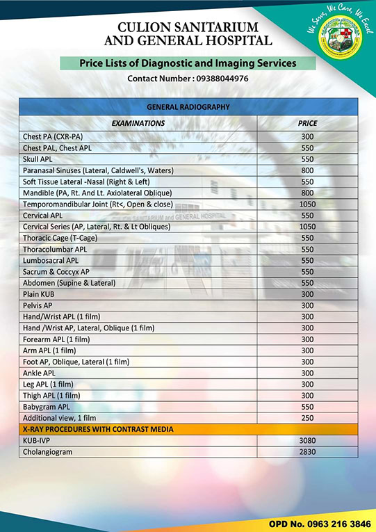 Price List - Diagnostic & Imaging p1